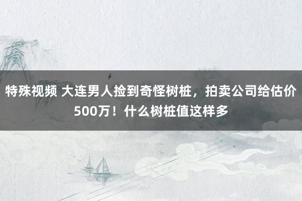 特殊视频 大连男人捡到奇怪树桩，拍卖公司给估价500万！什么树桩值这样多