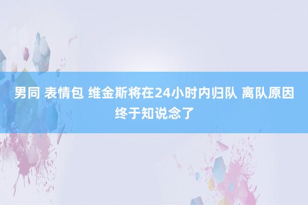 男同 表情包 维金斯将在24小时内归队 离队原因终于知说念了