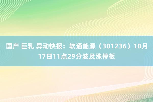 国产 巨乳 异动快报：软通能源（301236）10月17日11点29分波及涨停板