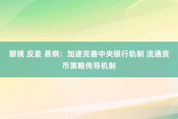 眼镜 反差 易纲：加速完善中央银行轨制 流通货币策略传导机制