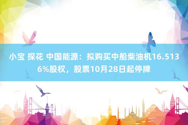 小宝 探花 中国能源：拟购买中船柴油机16.5136%股权，股票10月28日起停牌