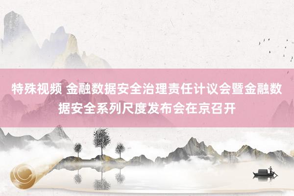 特殊视频 金融数据安全治理责任计议会暨金融数据安全系列尺度发布会在京召开