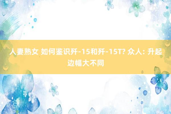 人妻熟女 如何鉴识歼-15和歼-15T? 众人: 升起边幅大不同