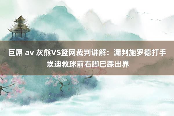 巨屌 av 灰熊VS篮网裁判讲解：漏判施罗德打手 埃迪救球前右脚已踩出界