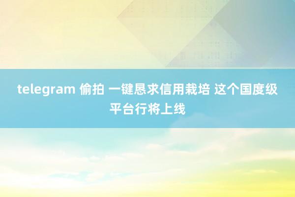 telegram 偷拍 一键恳求信用栽培 这个国度级平台行将上线