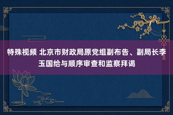 特殊视频 北京市财政局原党组副布告、副局长李玉国给与顺序审查和监察拜谒