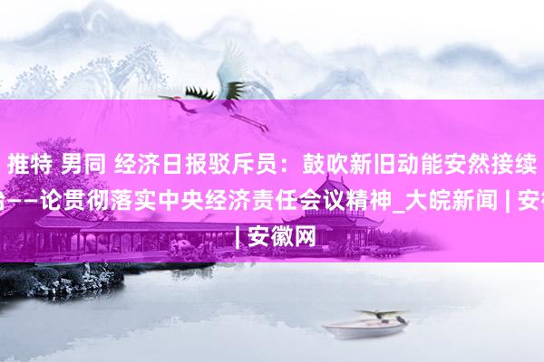 推特 男同 经济日报驳斥员：鼓吹新旧动能安然接续诊治——论贯彻落实中央经济责任会议精神_大皖新闻 | 安徽网