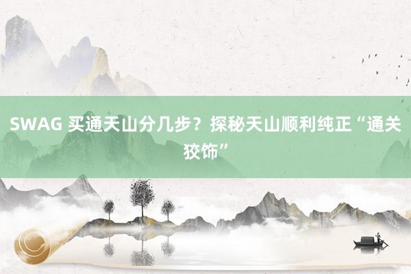 SWAG 买通天山分几步？探秘天山顺利纯正“通关狡饰”