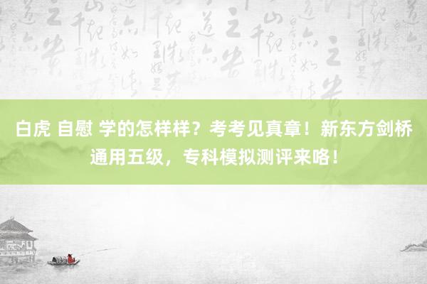 白虎 自慰 学的怎样样？考考见真章！新东方剑桥通用五级，专科模拟测评来咯！