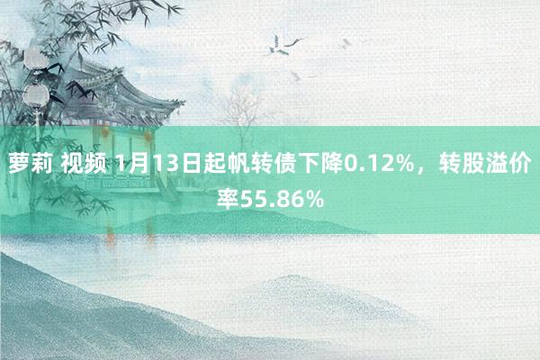 萝莉 视频 1月13日起帆转债下降0.12%，转股溢价率55.86%