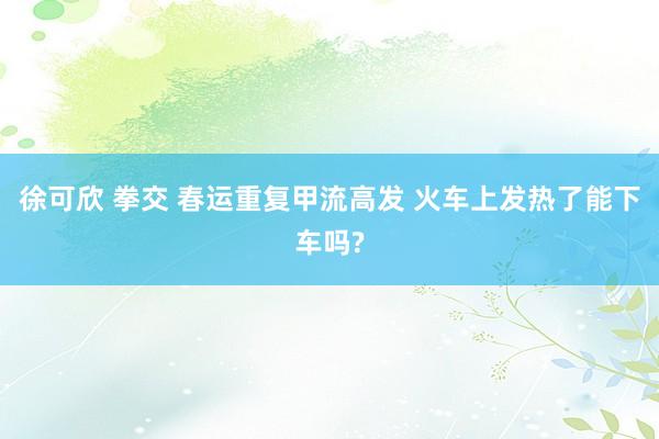 徐可欣 拳交 春运重复甲流高发 火车上发热了能下车吗?