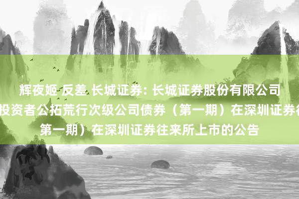 辉夜姬 反差 长城证券: 长城证券股份有限公司2025年面向专科投资者公拓荒行次级公司债券（第一期）在深圳证券往来所上市的公告