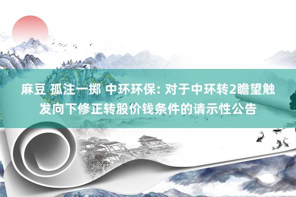 麻豆 孤注一掷 中环环保: 对于中环转2瞻望触发向下修正转股价钱条件的请示性公告