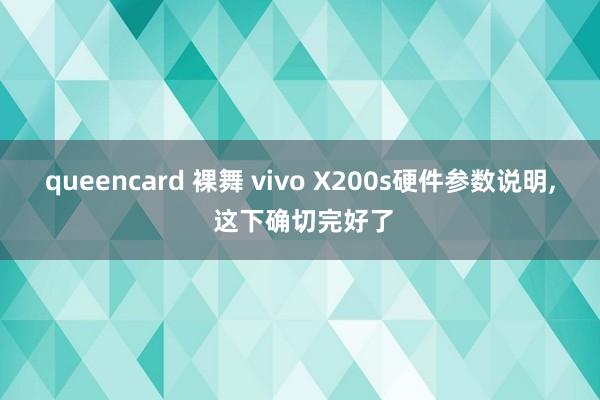 queencard 裸舞 vivo X200s硬件参数说明， 这下确切完好了